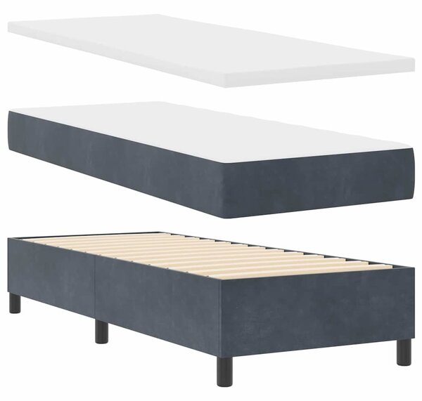 Krevet s opruga kutije s madracem Tamno siva 80 x 200 cm Baršun - Siva / 80 x 200 cm