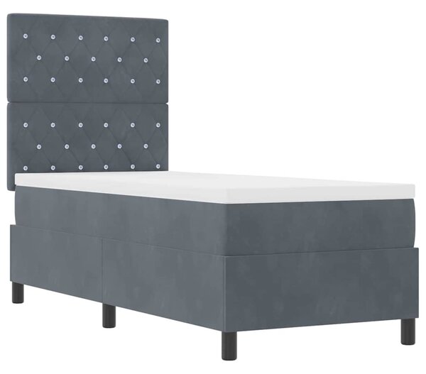 Krevet s opruga kutije s madracem Tamno siva 80 x 200 cm Baršun - Siva / 80 x 200 cm