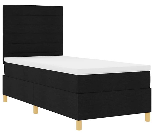 Krevet s opruga kutije s madracem Crna 80 x 200 cm tkanina - Svjetlosiva / 80 x 200 cm