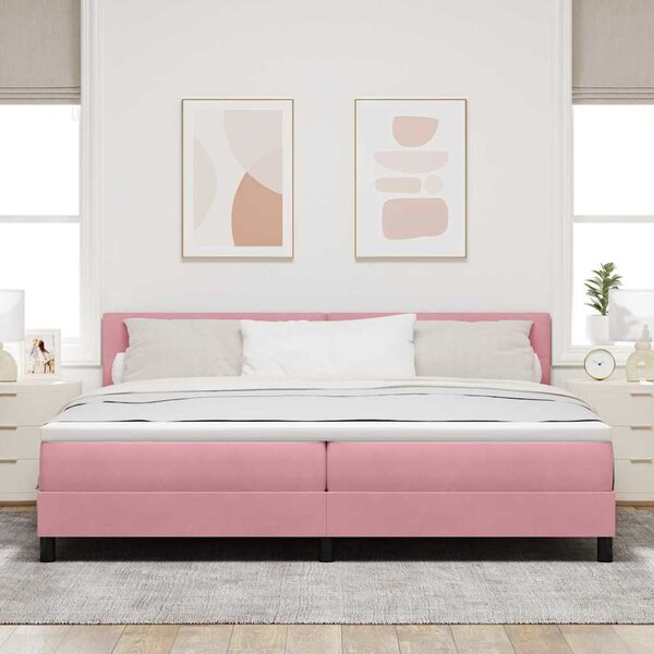 Krevet s opruga kutije s madracem Ružičasta 200 x 200 cm Baršun - Ružičasta / 200 x 200 cm