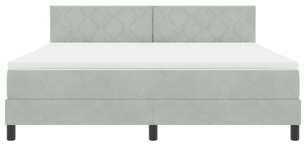 LED Box Spring Krevet Svijetlo siva 180 x 200 cm Baršun - Siva / 180 x 200 cm