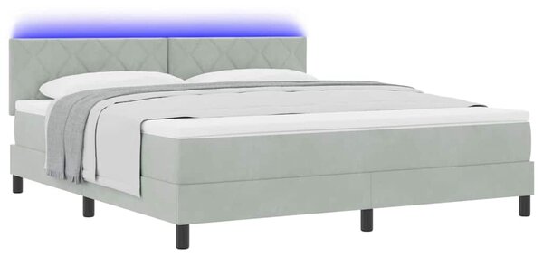 LED Box Spring Krevet Svijetlo siva 180 x 200 cm Baršun - Siva / 180 x 200 cm