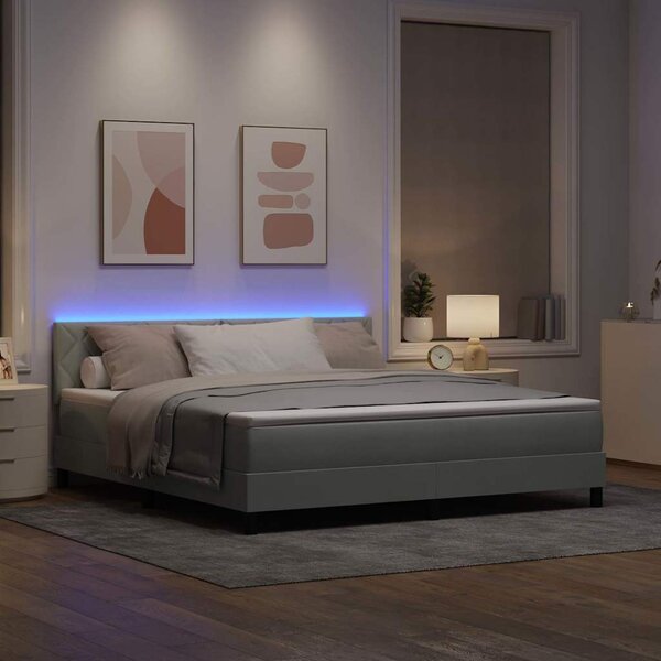 LED Box Spring Krevet Svijetlo siva 180 x 200 cm Baršun - Siva / 180 x 200 cm