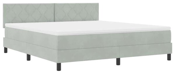 LED Box Spring Krevet Svijetlo siva 180 x 200 cm Baršun - Siva / 180 x 200 cm