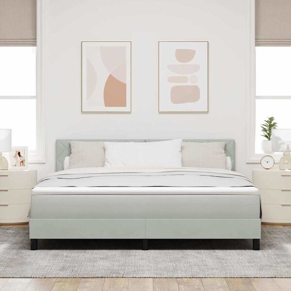 LED Box Spring Krevet Svijetlo siva 180 x 200 cm Baršun - Siva / 180 x 200 cm
