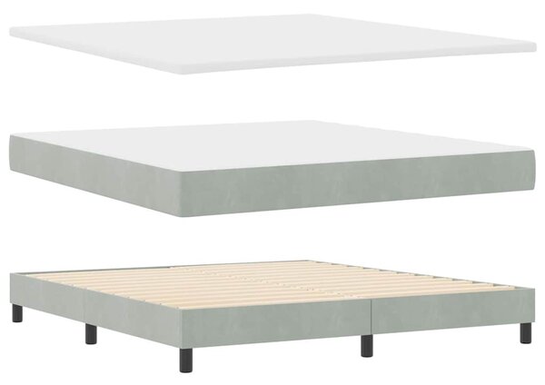 LED Box Spring Krevet Svijetlo siva 180 x 200 cm Baršun - Siva / 180 x 200 cm