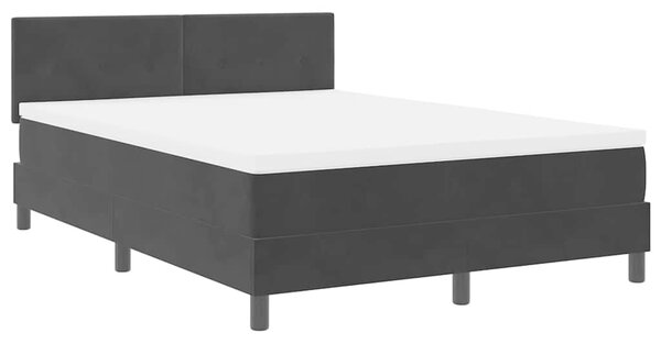 Krevet s opruga kutije s madracem Crna 140 x 190 cm Baršun - Crna / 140 x 190 cm
