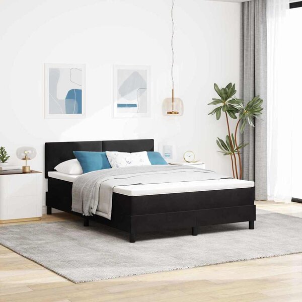 Krevet s opruga kutije s madracem Crna 140 x 190 cm Baršun - Crna / 140 x 190 cm