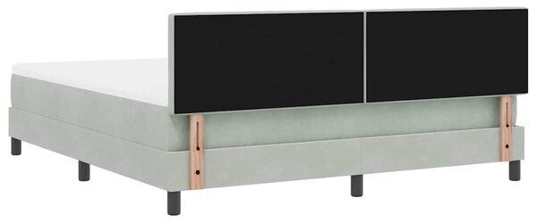 LED Box Spring Krevet Svijetlo siva 180 x 200 cm Baršun - Siva / 180 x 200 cm