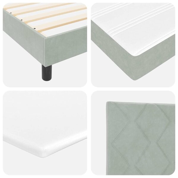 LED Box Spring Krevet Svijetlo siva 80 x 200 cm Baršun - Siva / 80 x 200 cm