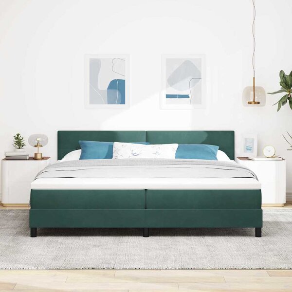 Krevet s opruga kutije Tamnozelena 200 x 200 cm Baršun - Zelena / 200 x 200 cm