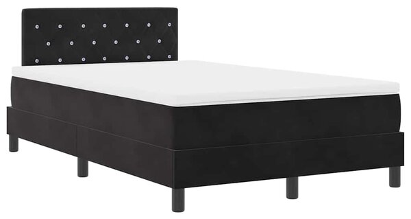 Krevet s opruga kutije s madracem Crna 120 x 200 cm Baršun - Crna / 120 x 200 cm