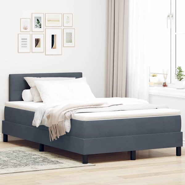 Krevet s opruga kutije Tamno siva 120 x 190 cm Baršun - Siva / 120 x 190 cm