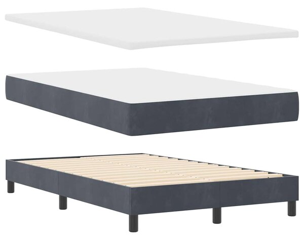 Krevet s opruga kutije Tamno siva 120 x 190 cm Baršun - Siva / 120 x 190 cm
