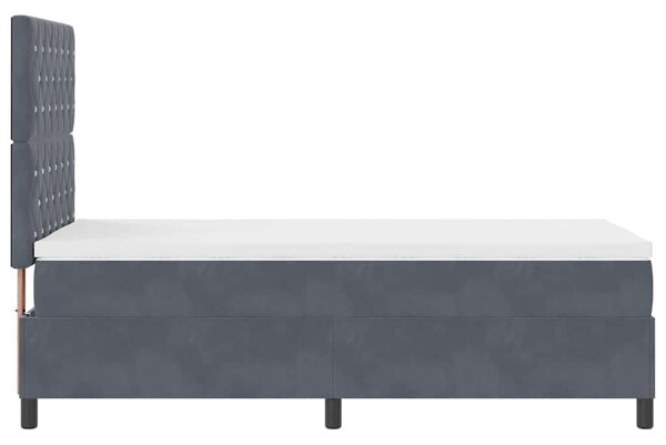 Krevet s opruga kutije s madracem Tamno siva 90 x 200 cm Baršun - Siva / 90 x 200 cm