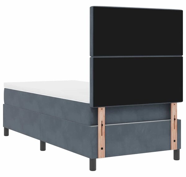 Krevet s opruga kutije s madracem Tamno siva 90 x 200 cm Baršun - Siva / 90 x 200 cm
