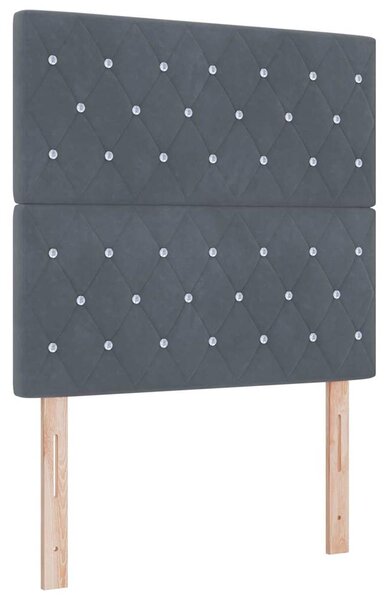 Krevet s opruga kutije s madracem Tamno siva 90 x 200 cm Baršun - Siva / 90 x 200 cm