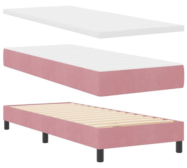 Krevet s opruga kutije s madracem Ružičasta 80 x 200 cm Baršun - Ružičasta / 80 x 200 cm