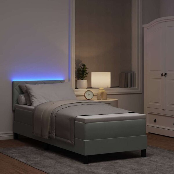 LED Box Spring Krevet Svijetlo siva 80 x 200 cm Baršun - Siva / 80 x 200 cm