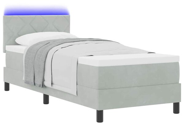 LED Box Spring Krevet Svijetlo siva 80 x 200 cm Baršun - Siva / 80 x 200 cm