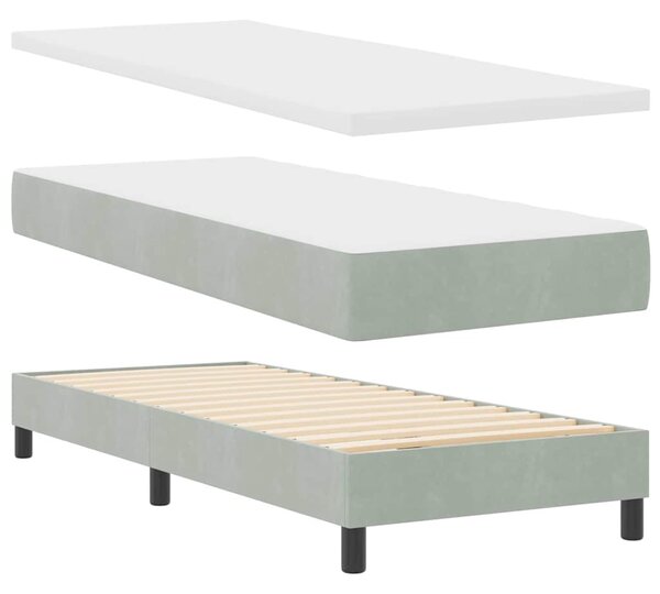 LED Box Spring Krevet Svijetlo siva 80 x 200 cm Baršun - Siva / 80 x 200 cm