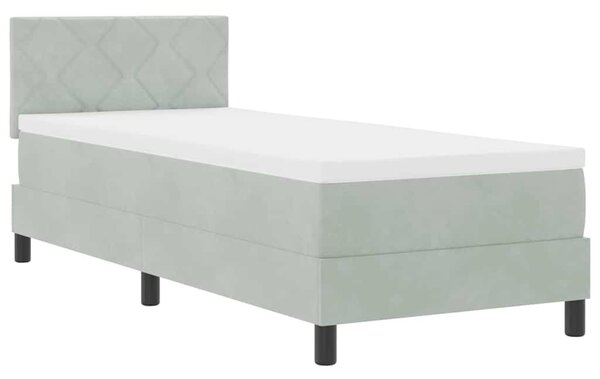 LED Box Spring Krevet Svijetlo siva 80 x 200 cm Baršun - Siva / 80 x 200 cm