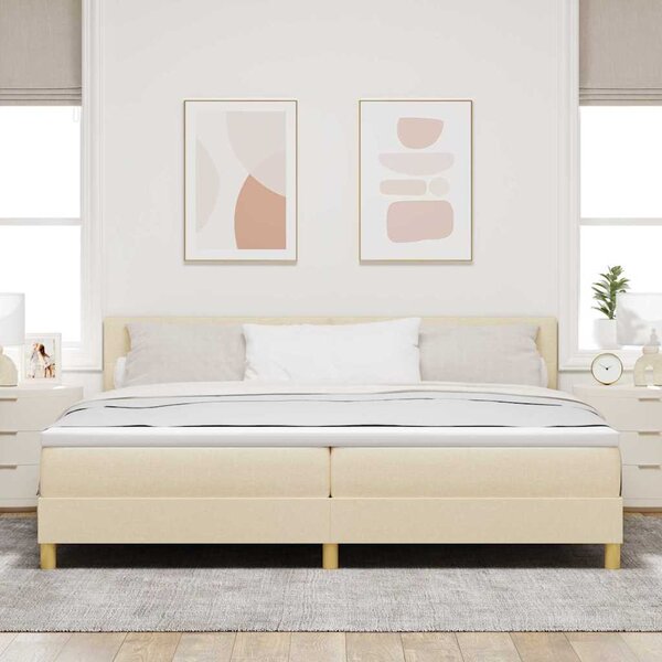 Krevet s opruga kutije s jastukom Krema 200 x 200 cm tkanina - Krem / 200 x 200 cm