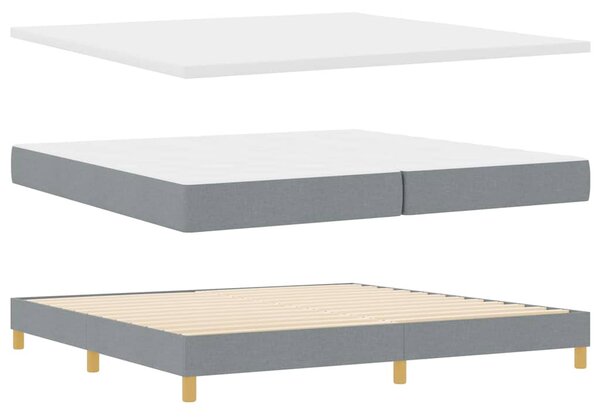 LED Box Spring Krevet Svijetlo siva 200 x 200 cm tkanina - Siva / 200 x 200 cm