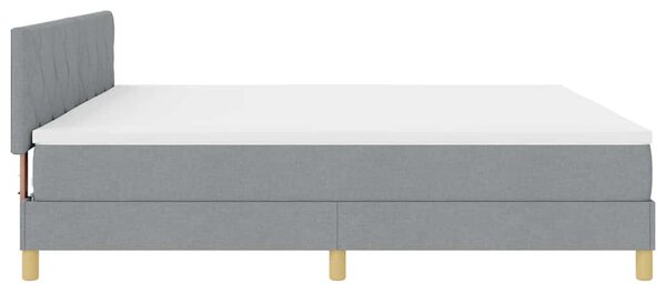 LED Box Spring Krevet Svijetlo siva 200 x 200 cm tkanina - Siva / 200 x 200 cm