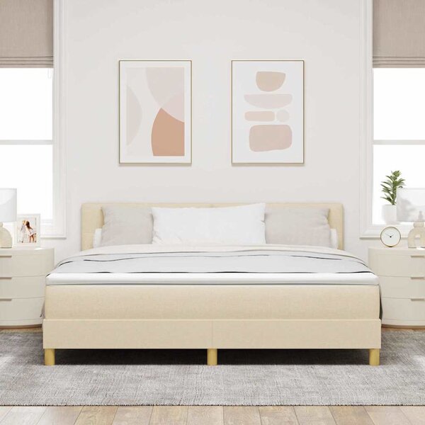 Krevet s opruga kutije s jastukom Krema 180 x 200 cm tkanina - Krem / 180 x 200 cm