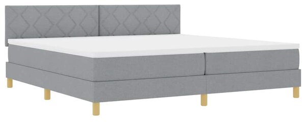 LED Box Spring Krevet Svijetlo siva 200 x 200 cm tkanina - Siva / 200 x 200 cm
