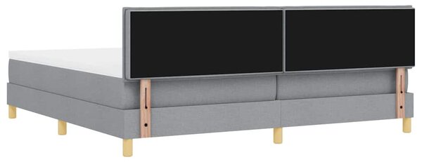 LED Box Spring Krevet Svijetlo siva 200 x 200 cm tkanina - Siva / 200 x 200 cm