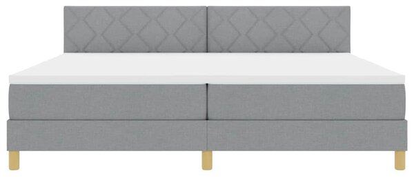 LED Box Spring Krevet Svijetlo siva 200 x 200 cm tkanina - Siva / 200 x 200 cm