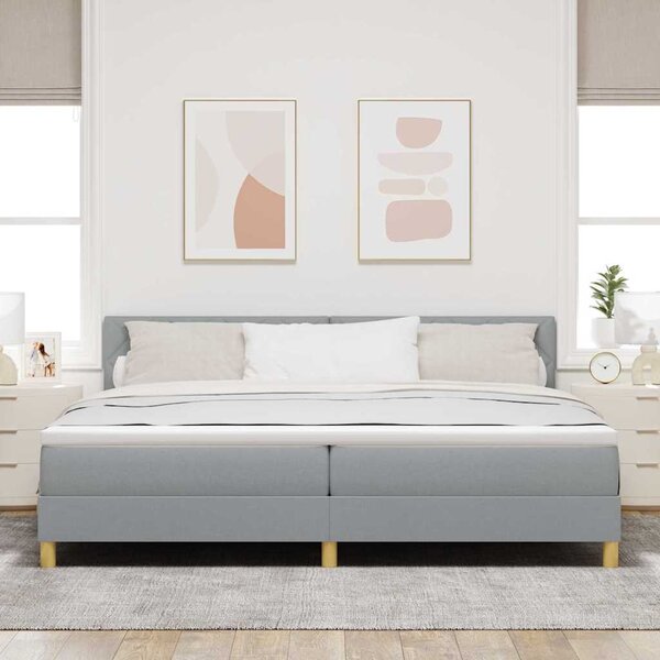 LED Box Spring Krevet Svijetlo siva 200 x 200 cm tkanina - Siva / 200 x 200 cm