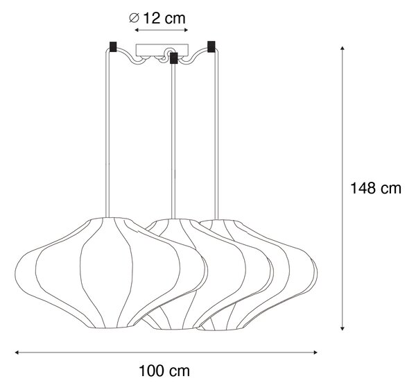 Pametna viseća svjetiljka bijela 50 cm 3-svjetla uklj. 3 Wifi G95 - Plu