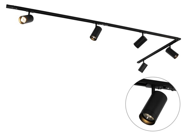 Moderni 1-fazni šinski sustav sa 5 reflektora AR70 crni - Jeana Luxe