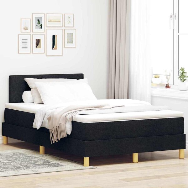 Krevet s opruga kutije s jastukom Crna 120 x 190 cm tkanina - Crna / 120 x 190 cm