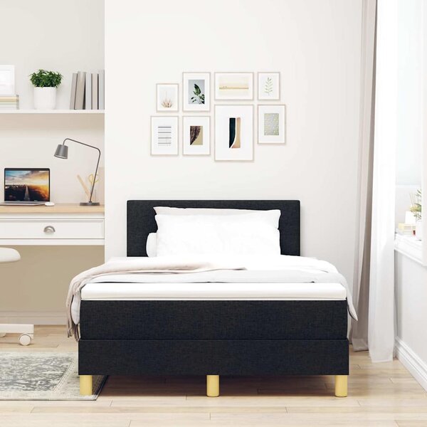 Krevet s opruga kutije s jastukom Crna 120 x 190 cm tkanina - Crna / 120 x 190 cm