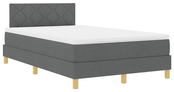 LED Box Spring Krevet Tamno siva 120 x 190 cm tkanina - Siva / 120 x 190 cm