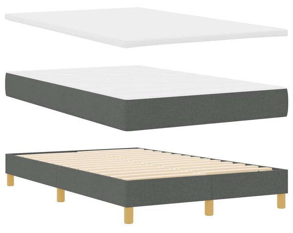 LED Box Spring Krevet Tamno siva 120 x 190 cm tkanina - Siva / 120 x 190 cm