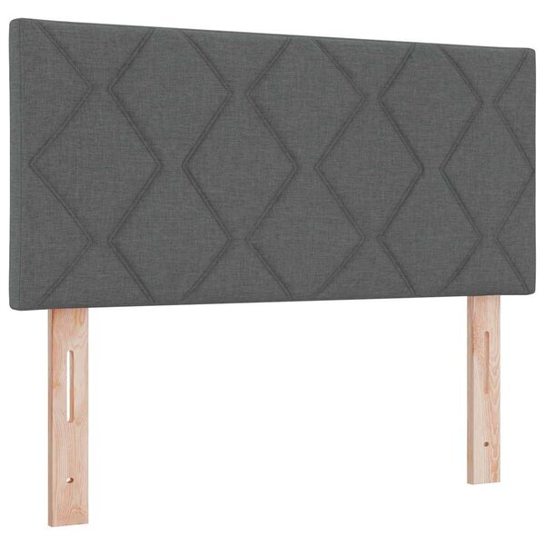 LED Box Spring Krevet Tamno siva 120 x 190 cm tkanina - Siva / 120 x 190 cm