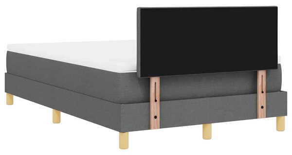 LED Box Spring Krevet Tamno siva 120 x 190 cm tkanina - Siva / 120 x 190 cm