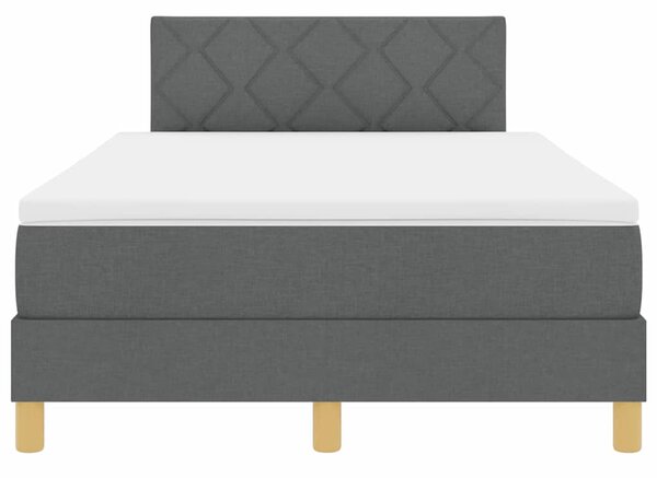 LED Box Spring Krevet Tamno siva 120 x 190 cm tkanina - Siva / 120 x 190 cm