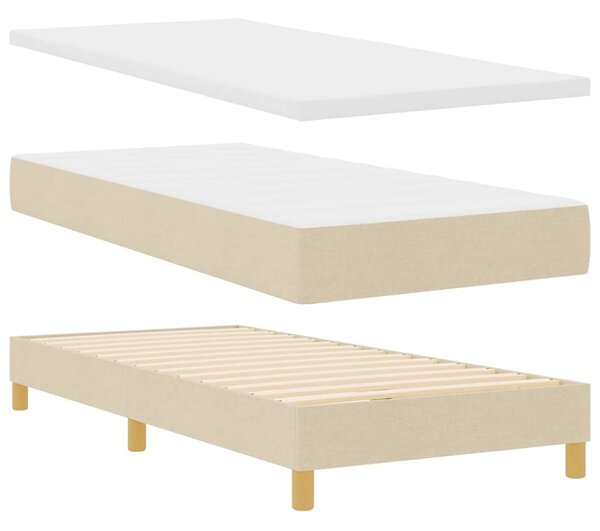 Krevet s opruga kutije s madracem Krema 190 x 90 cm Poliester - Krem / 190 x 90 cm