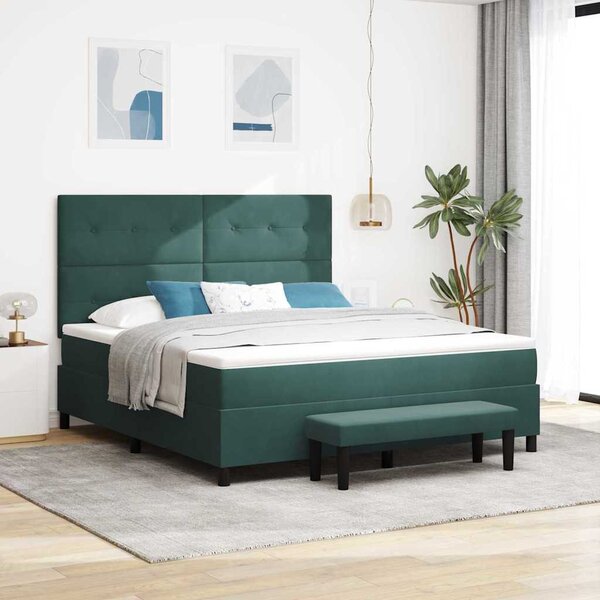 Krevet s opruga kutije Tamnozelena 200 x 180 cm Baršun - Zelena / 200 x 180 cm
