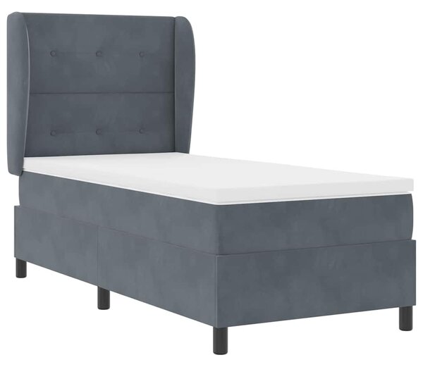 Krevet s opruga kutije Tamno siva 200 x 90 cm Baršun - Siva / 200 x 90 cm