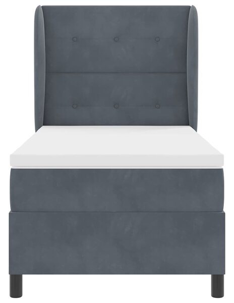 Krevet s opruga kutije Tamno siva 200 x 90 cm Baršun - Siva / 200 x 90 cm