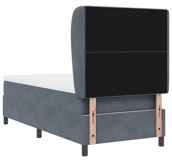 Krevet s opruga kutije Tamno siva 200 x 90 cm Baršun - Siva / 200 x 90 cm