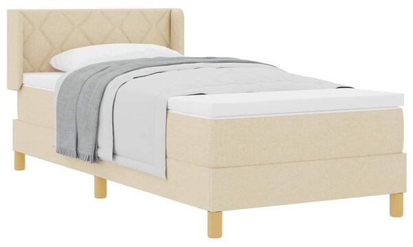 Krevet s opruga kutije s madracem Krema 190 x 90 cm Poliester - Krem / 190 x 90 cm