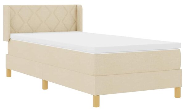 Krevet s opruga kutije s madracem Krema 190 x 90 cm Poliester - Krem / 190 x 90 cm